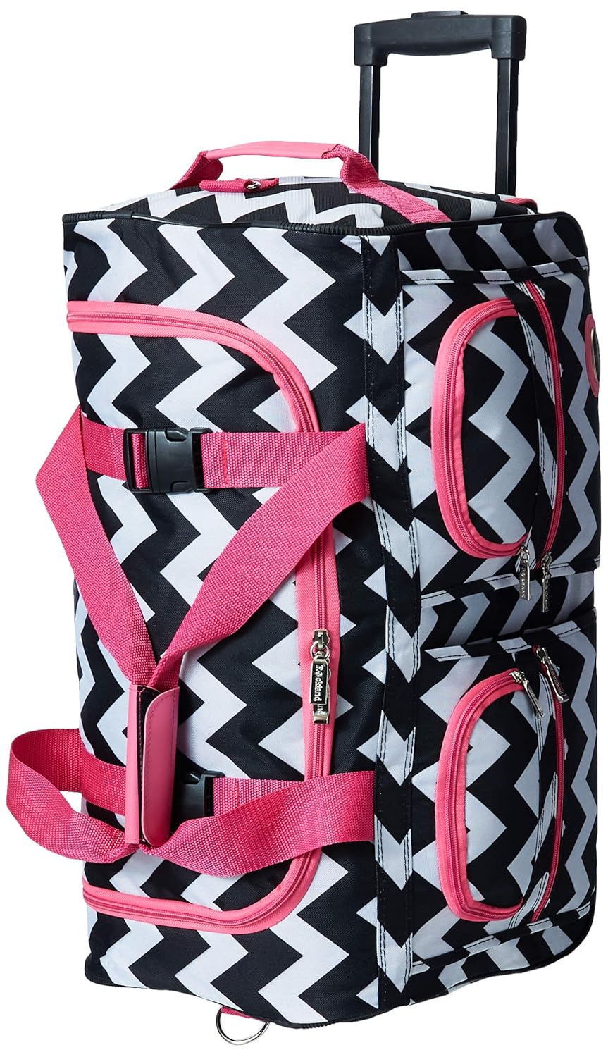 Buy Rockland 22 Inch Rolling Carry On Duffle Bag, Pink Chevron, One