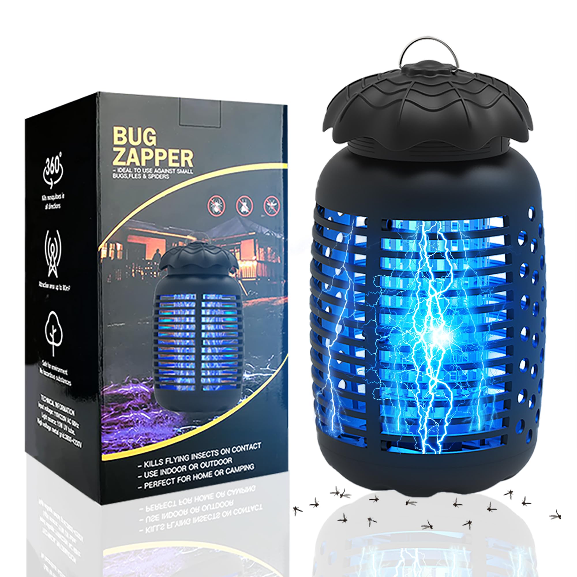 Photo 1 of Bug Zapper Outdoor, Mosquito Zapper Electric, Insect Fly Traps Indoor Instant Killing Grid Plug in, 100-120V, Bug Mosquito Killer with 15W Bulb for Patio Garden Backyard Home