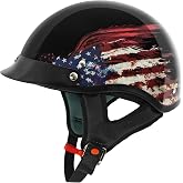 VCAN Cruiser Solid Half Face Motorcycle Helmet DOT Approved | Breathable Design Keeps Cool While Riding, Soft Lining Offers Cozy Wearing