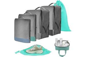 NAUTDUTY Compression Packing Cubes for Travel, 7 Set Travel Packing Cubes for Carry on Suitcases, Compression Packing Cubes for Backpack, Mesh Packing Cube Organizer Bags Set, Travel Packing Organizers