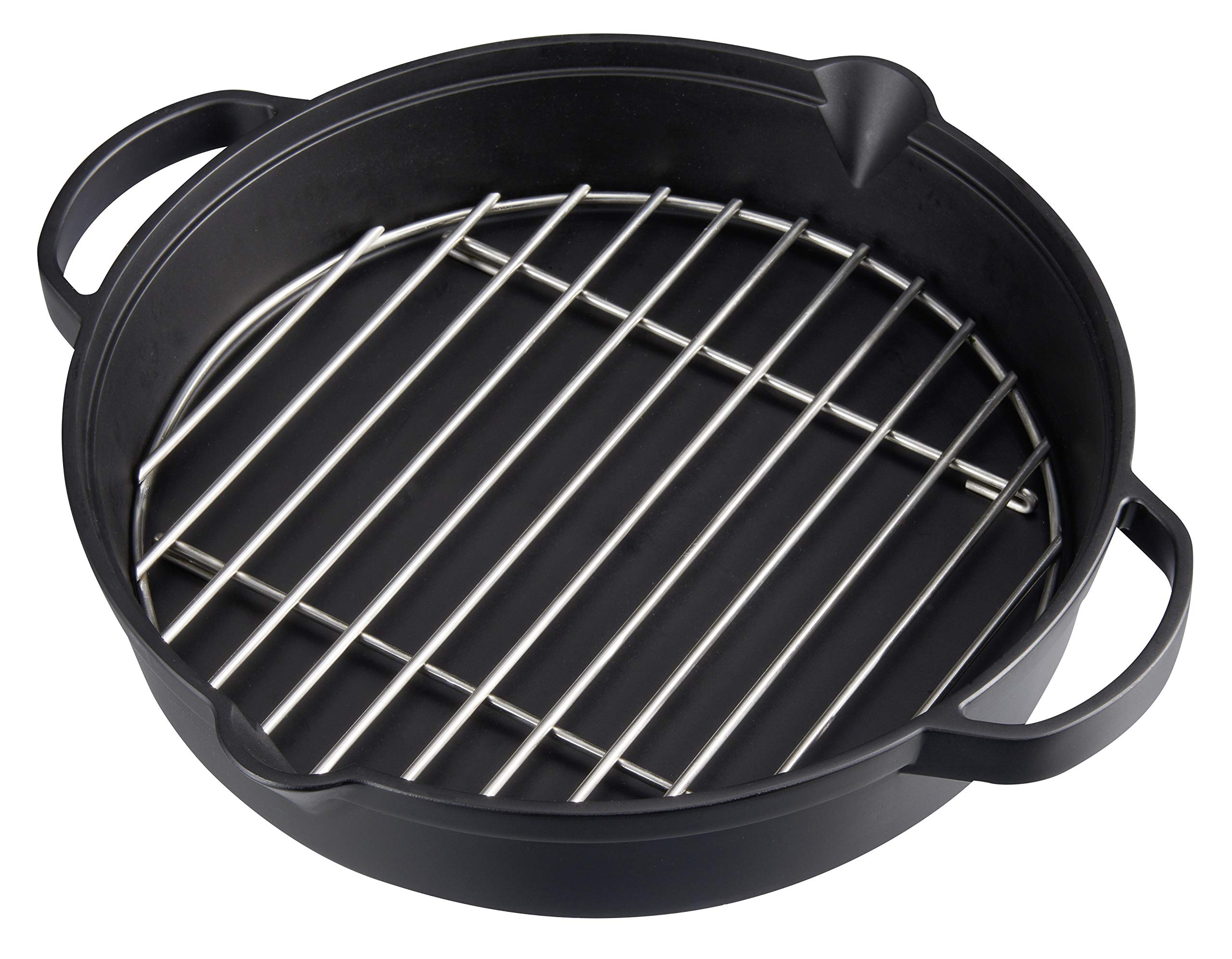 Campingaz Cast Iron Frying Pan with Stainless Steel Grill Grate Large Pan and Round for BBQ, Diameter 31.6 cm