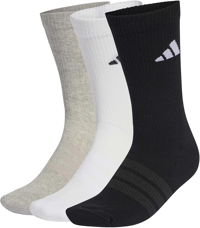 Mixte Cushioned Sportswear Crew Socks 3 Pair Pack, medium grey heather/white/black, 40-42