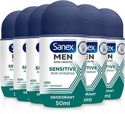 Sanex Men Sensitive Antiperspirant Roll-On Deodorant 6x50ml 48h