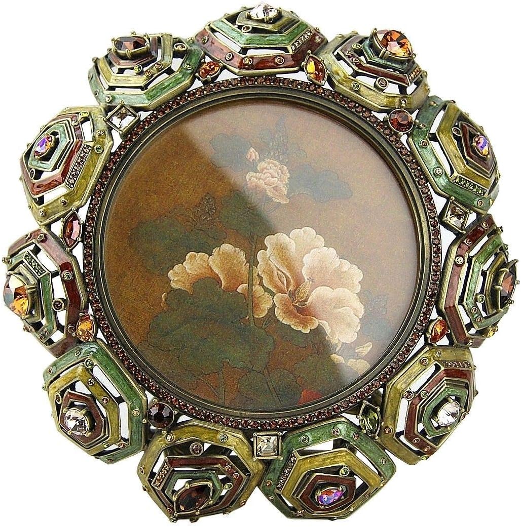 Jay Strongwater Round Tortoise 6" Frame Swarovski New NO