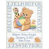 Janlynn C5589 Bear Birth Sampler Stamped Cross Stitch Kit-11"X14", Multicolored