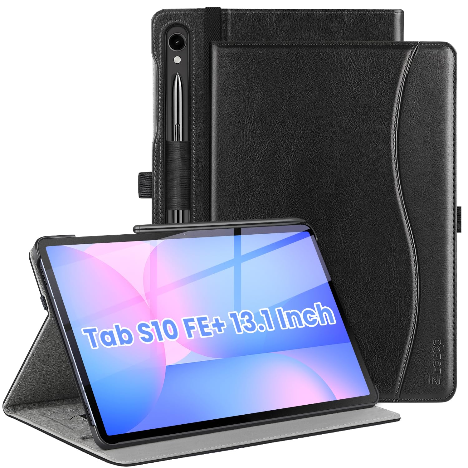Photo 1 of ZtotopCases for Samsung Galaxy Tab S10 FE Plus 5G 13.1 Inch 2025(SM-X620/SM-X626B), Multi-Angle Viewing Protective Cover with Pocket, Auto Sleep/Wake,Black