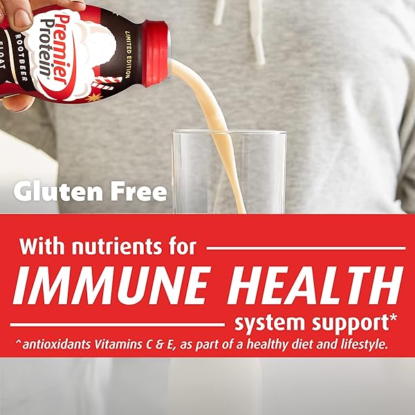 PREMIER PROTEIN SHAKE, ROOT BEER FLOAT, 30G PROTEIN, 1G SUGAR, 24 VITAMINS & MINERALS, NUTRIENTS TO SUPPORT IMMUNE HEALTH, 11.5 FL OZ