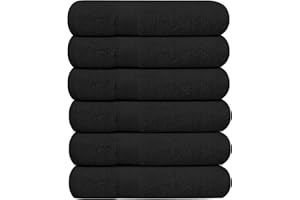 KAHAF COLLECTION Pack of 6 Bath Towels 27 x 54 Inches, 100% Cotton, Larger & Lighter Weight, Quicker to Dry, Super Soft and Absorbent, Perfect for Bathroom (Black, Pack of 6 (27''x54''))