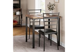 IDEALHOUSE Dining Table for 2, Small Table and Chairs Set of 2, Dinette Set for 2, Square Dinner Table Set, 3 Piece Kitchen & Dining Room Sets for Small Space (Vintage, Dining Table with 2 Chairs)