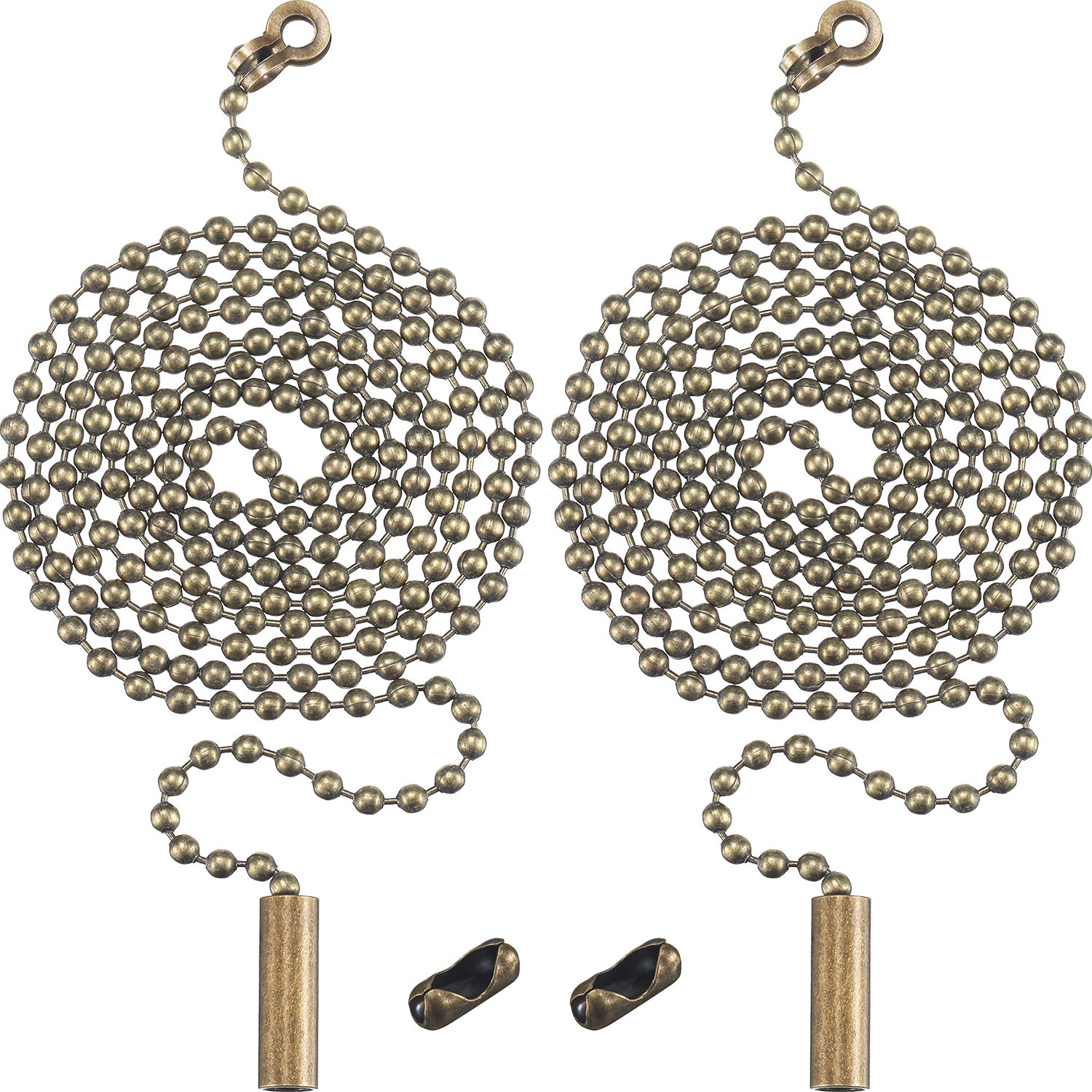 Beaded Pull Chain Extension with Connector for Ceiling Light Fan Chain, 1 Meter Length (2 Packs, Bronze)
