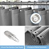 Waterproof Narrow Shower Curtain 92x182cm Grey with Hooks view 4