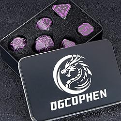 OGCOPHEN Metal DND Sci-fi Dice Set 7PCS Luminous