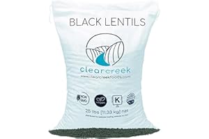 CLEAR CREEK Black Lentils | Caviar or Beluga Lentils | 25 lbs | Project Non-GMO Verified | Kosher | Vegan | Non-Irradiated