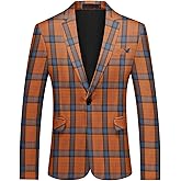 Cloudstyle Mens Plaid Suit Jacket 1 Button Formal Blazer Business Casual Sport Coat