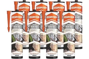 IZODEKOR Construction Adhesive - High-Strength Acrylic Adhesive Sealant for Wall Panels, Wood, Tile, Glass, and More | Instant Grab Formula for DIY & Construction Projects | 10.1 Fl. Oz, 8 Pack