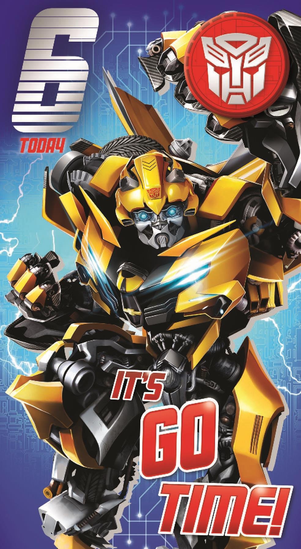 Transformers Age 6 Badged Birthday Card
