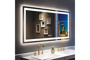 YEELAIT 55x30 Inch LED Bathroom Mirror with Lights Front and Backlit Lighted Vanity Mirror for Bathroom Wall with 3 Colors Dimmable Anti-Fog Memory Shatter-Proof IP54 Waterproof Horizontal/Vertical