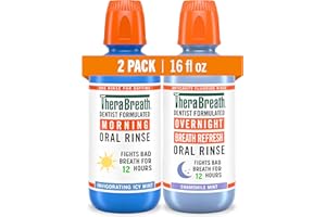 TheraBreath AM + PM Mouthwash Bundle, Morning & Overnight Rinses, 16 fl oz (2-Pack)