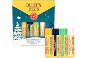 Burt's Bees Christmas Gifts, 4 Lip Balm Stocking Stuffers Products, Assorted Mix Set - Classic Beeswax, Vanilla, Cucumber Mint & Coconut and Pear (4-Pack)