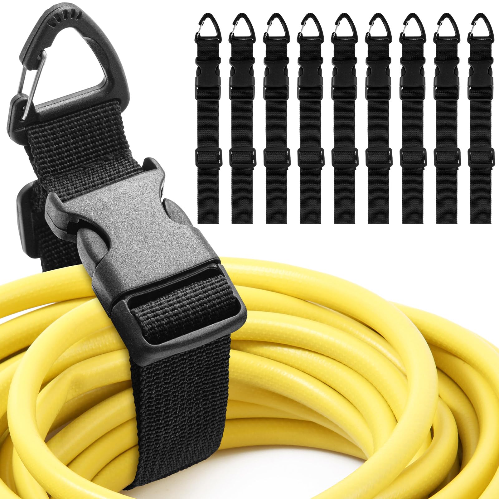 Wowangce 9 Pack 17 Inch Adjustable Extension Cord Holder Organizer with Triangle Clips for Garage Organization and Storage Heavy Duty Extension Cord Hanger for Men Workshop (Black)