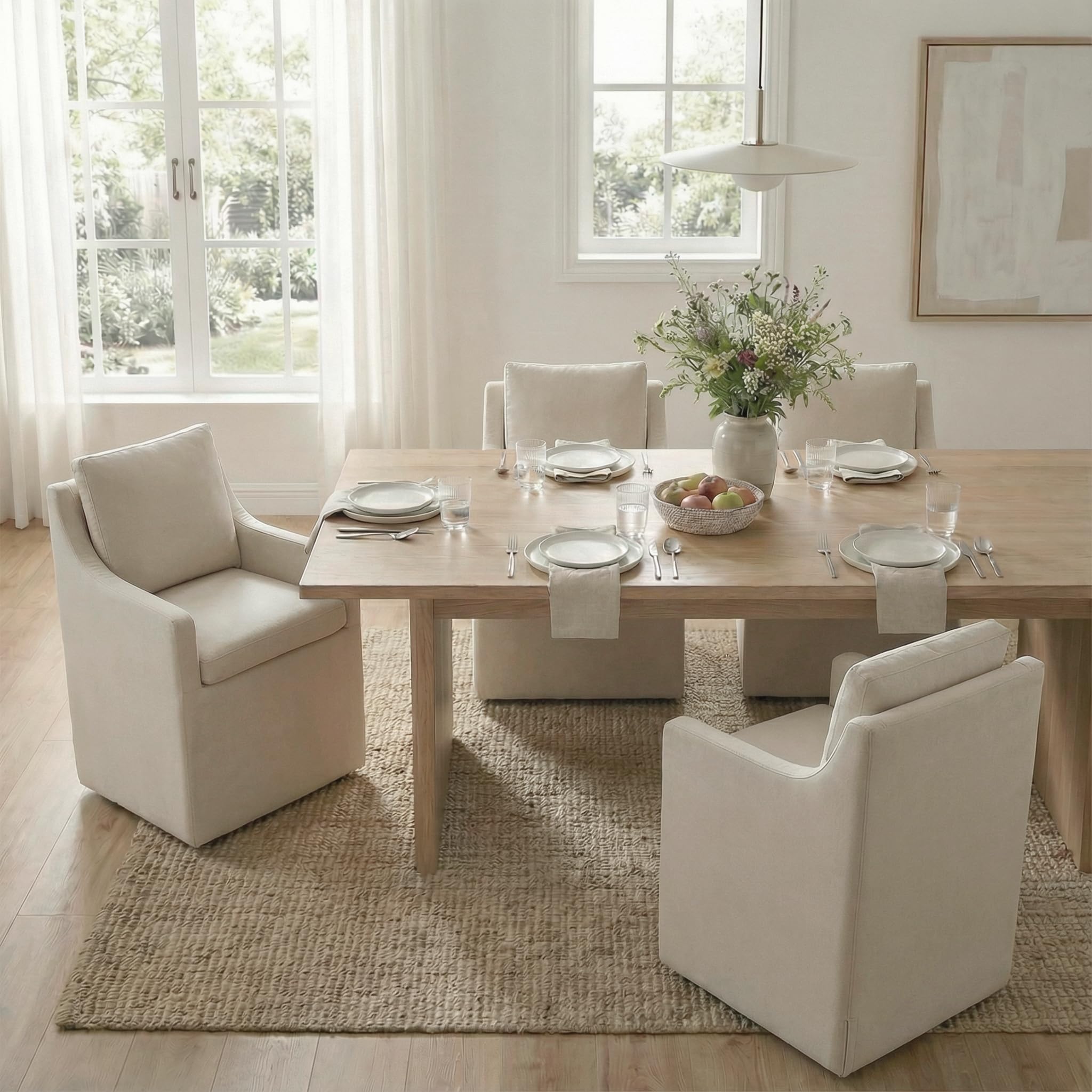 Photo 1 of *PARTIAL SET*
KISLOT Upholstered Dining Chair, Modern Dining Room Chairs with Casters & Washable Cover, Rolling Accent Chair with Hidden Storage for Kitchen, Farmhouse, Living Room, Flax Beige, 4 Box