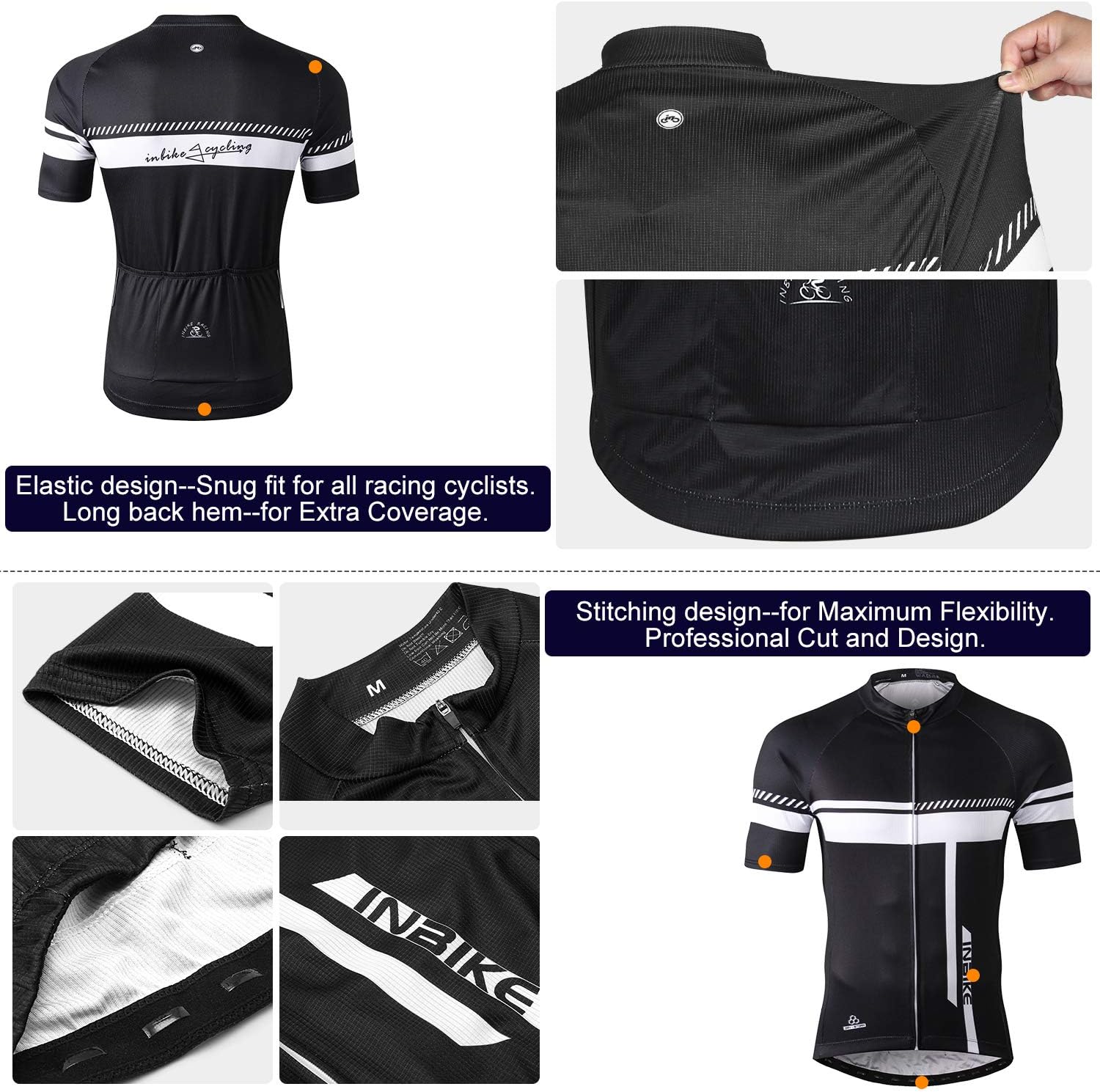 INBIKE Men's Cycling Jersey Set Bib Short Sleeve Bike Shirt with 3D Padded: Clothing