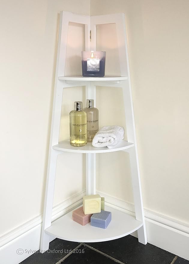 White Corner Shelving Unit Floor Standing. Amazon.co.uk Kitchen & Home