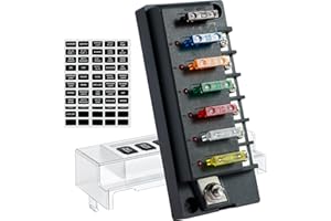 MFAUCAZB 12V Fuse Block, Blade Fuse Box Holder with LED Indicator Waterproof Cover, Dust-Proof Fuse Box Holder, Safe Compact 