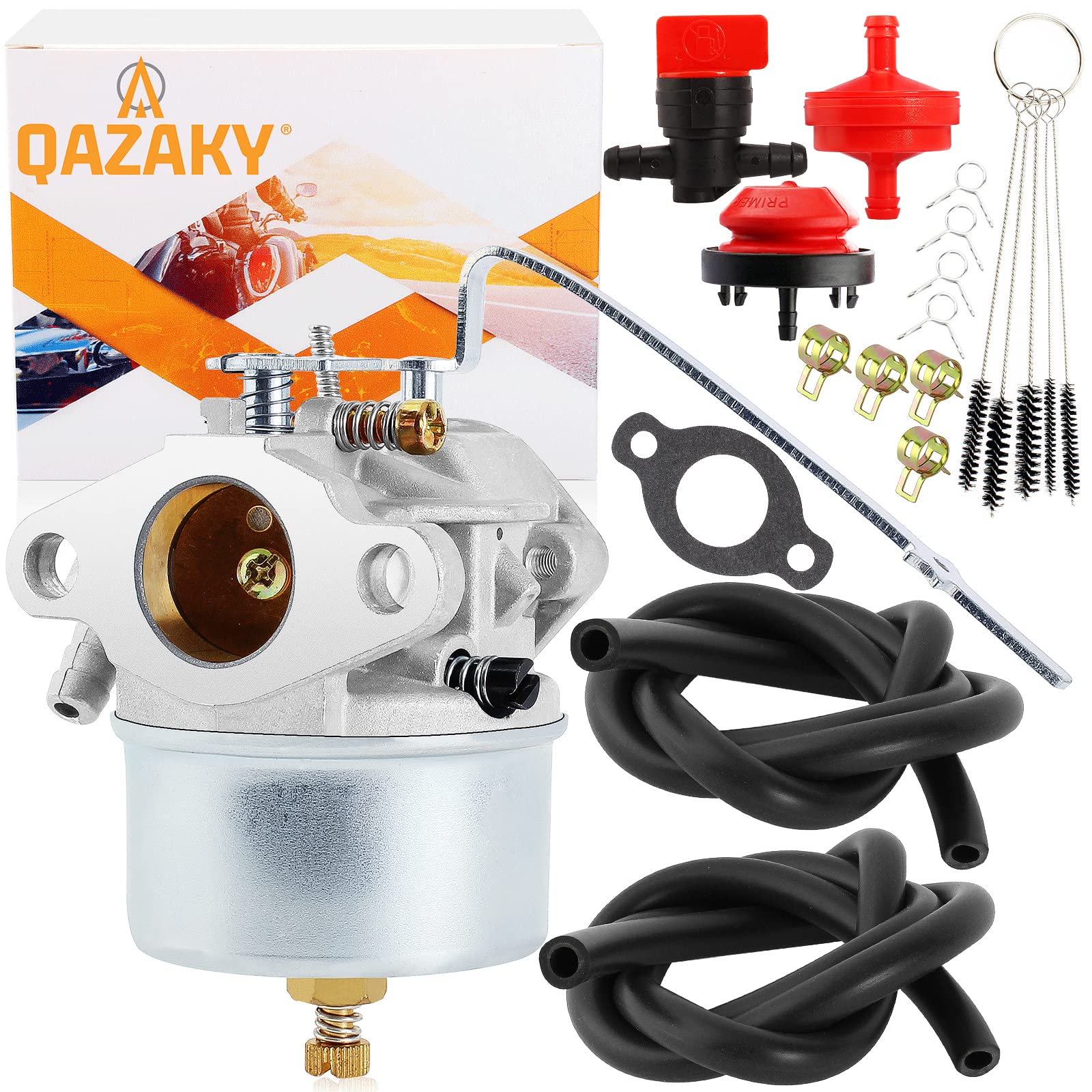 QAZAKY Carburetor with Fuel Filter Line Primer Bulb Compatible with Tecumseh 631921 631070 631070A 631074 631245 631820 632284 H25 H30 H35 H40 Engines