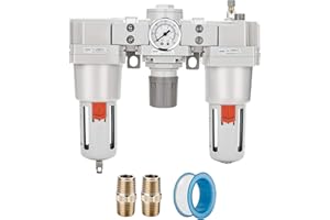 NANPU 1" NPT Air Filter, Regulator & Lubricator (FRL) Combo - Water/Oil Trap Separator - Pressure Gauge(0-150 psi), 5 Micron Brass Element, Semi-Auto Drain, Poly Bowl, Metal Bracket