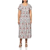 Nautica Women's Short Sleeve Floral Knit Midi Dress