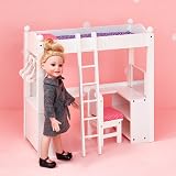 Teamson Kids Loft-Style Bunk Bed Set for 18" Dolls with Chair & Bedding view 9