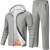 Rdruko Men's Fleece Track Sweat Suit 2 Piece Set Hooded Winter Warm Up Jogging Tracksuit Sweatsuit Sets