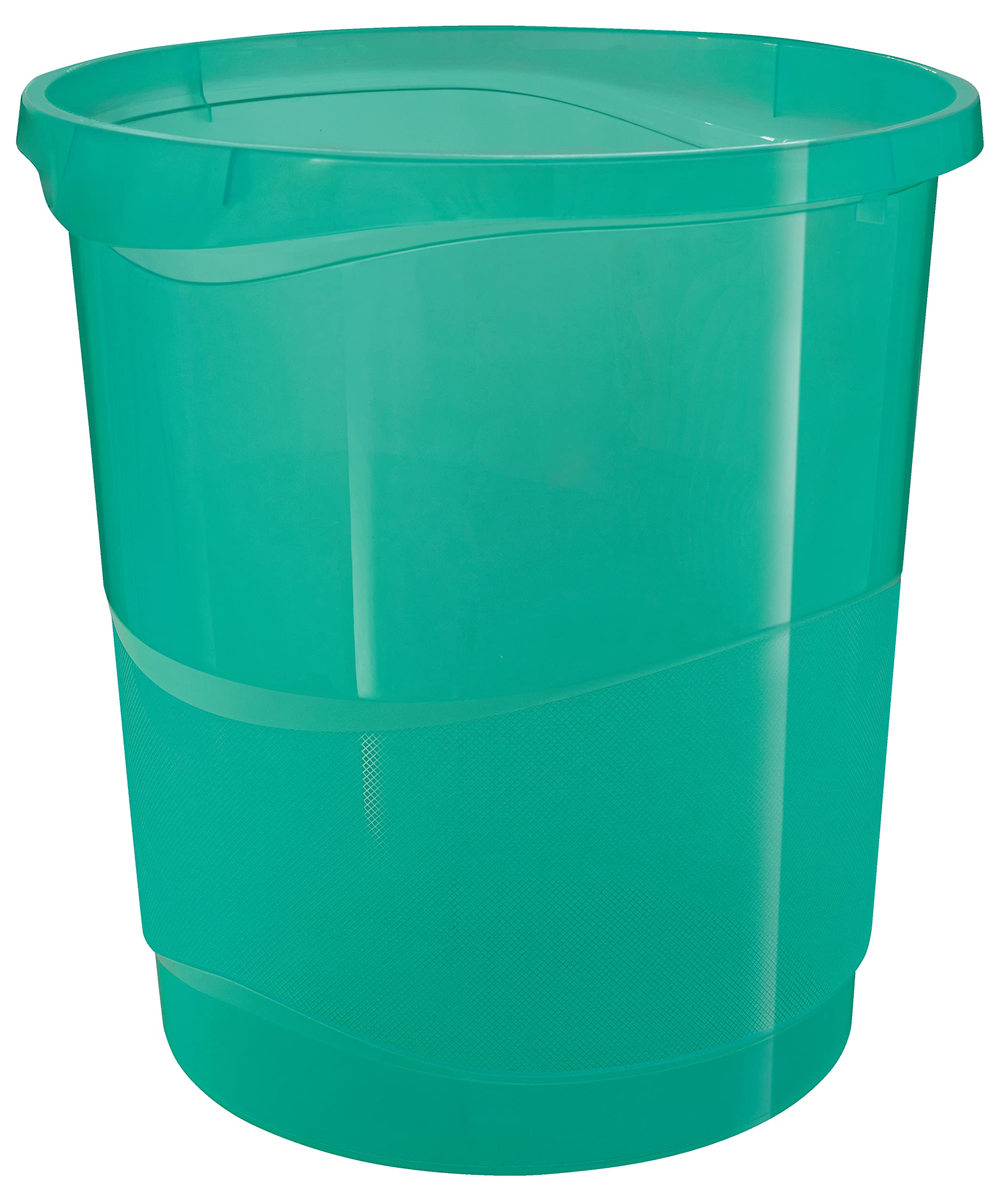 Esselte Waste Paper Bin, 14 Litre Stackable Plastic Waste Basket, Litter & Recycling Bin, Home/Office Use, Embossed Pattern, Colour'Breeze Range, Green, 626290
