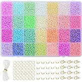 Vtssvow 3mm Glass Seed Beads for Bracelets Making, 28 Colors 11000pcs Friendship Bracelet Making Kit, Small Glass Beads for Jewelry Making (Mix 28 Color, Pastel)