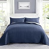 SUCHBED Navy Blue Quilt California King Bedspread Lightweight Coverlet California King Quilt Sets with Shams Oversized King Bed Spread Cross-Stitch Quilted Bedspread for All Seasons, 118"x106"