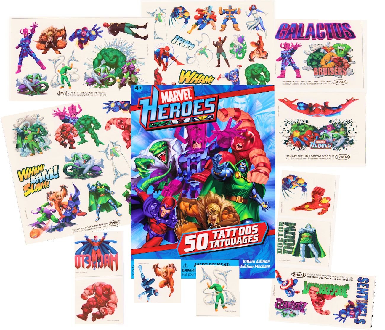 Buy Marvel Heroes Temporary Tattoos 50 Tattoos VILLAINS EDITION