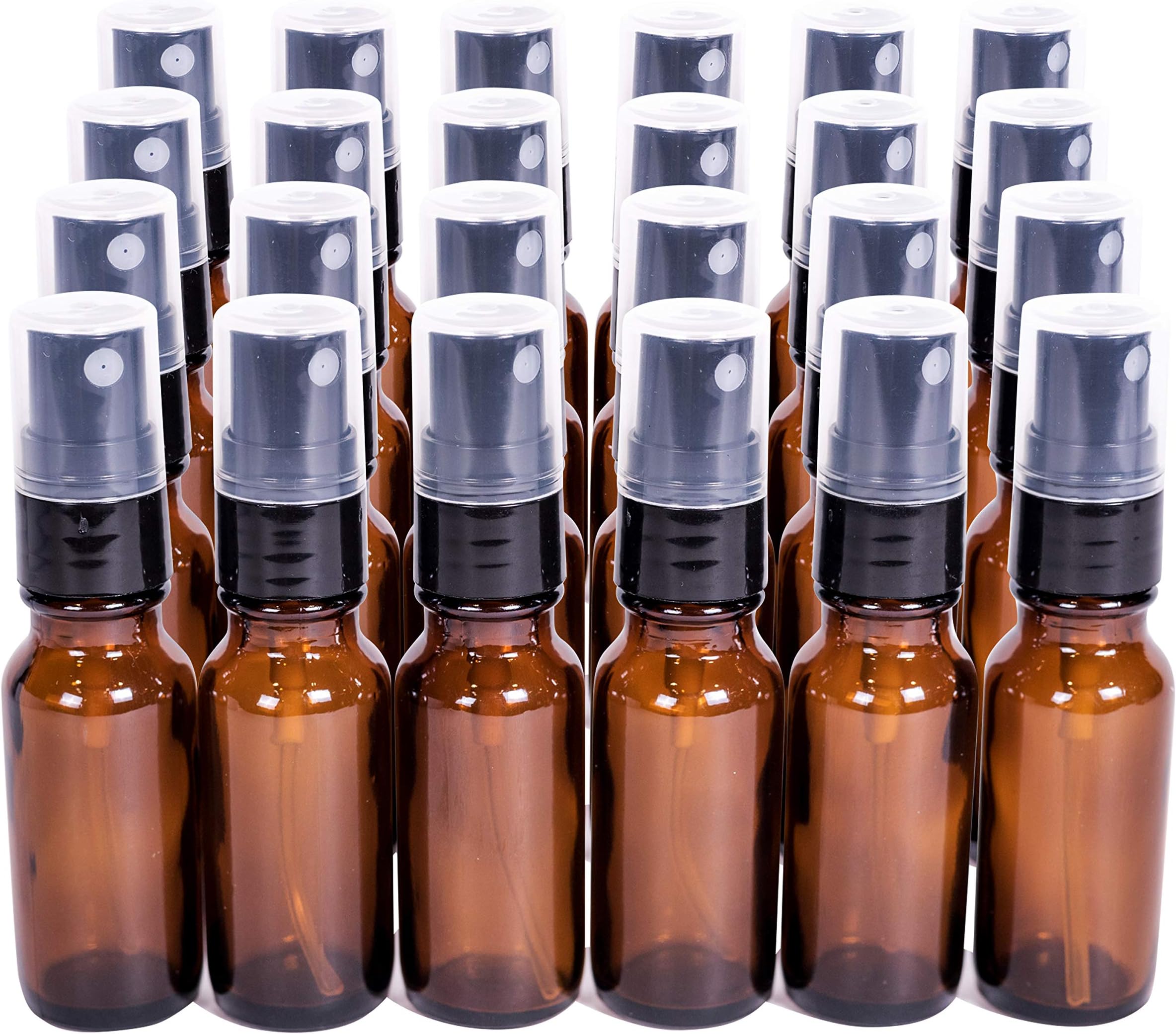 1/2 oz. Amber Glass Boston Round with Pump Sprayer-24 PK