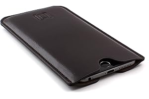 Dockem Executive Sleeve for iPhone 11 Pro Max, XS Max, 8 Plus, 7 Plus, 6/6S+ (6.5" Models): Synthetic/Vegan Leather with Microfiber Lining, Slim, Simple, Slip-on Case [Dark Brown]