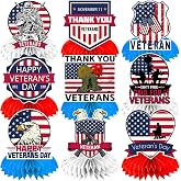 Veterans Day Decorations Honeycomb Centerpieces 9pcs Double Sided Happy Veterans Day Table Decorations 3D Table Topper for Thank You Veterans Theme Party Supplies