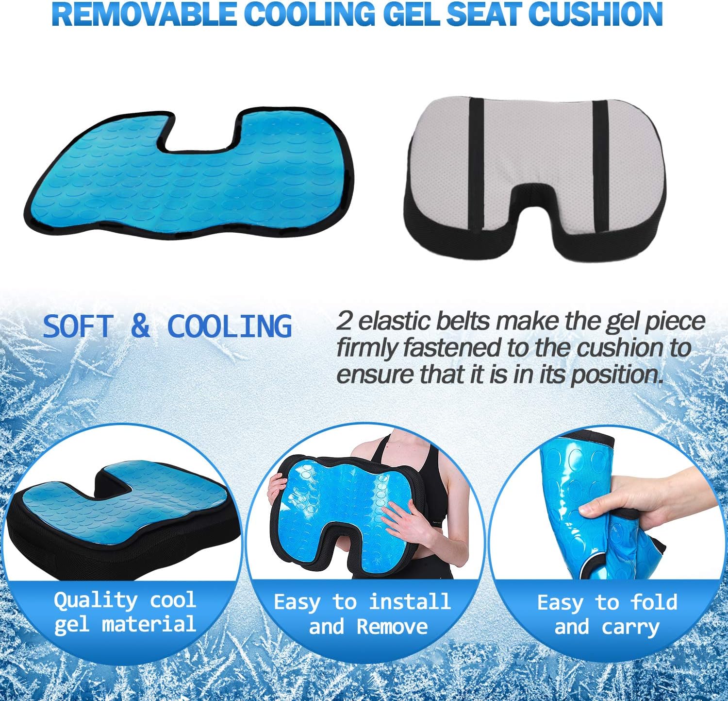 Cooling Gel Seat Cushion for Office, Coxyx Memory Foam Car Seat Cushion & 3D Mesh Lumbar Support Pillow, Orthopedic Seat Cushion Chair Lumbar Support Back Pillow for Reliving Lower Back Tailbone Pain: Home & Kitchen