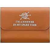 SilTriangle Valentine's Day Crochet Gifts for Crochet Lovers Crocheters in My Spare Time Leather Crocheting Storage Bag Funny Hook Case Gift for Crocheters Galentines Women Men Who Love Crocheting