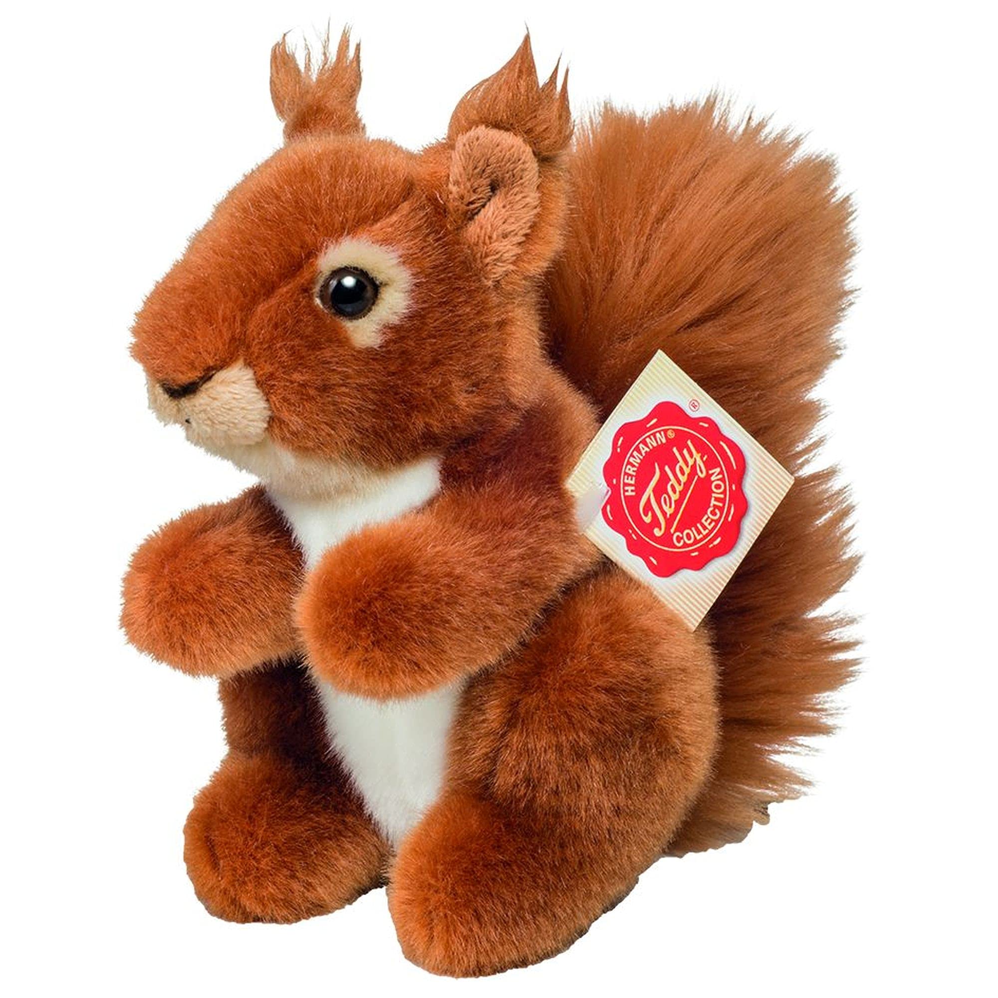 Teddy Hermann 90843 Squirrel 14 cm, cuddly toy with 75% recycled filling material