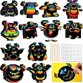 Lincia 60 Pcs Halloween Monster Scratch Cards for Kids Crafts Paper Art | Monster Party Supplies, 12 Styles Gaming Crafts for Kids, Halloween, Birthday, Classroom Rewards, Home Decor, DIY Art