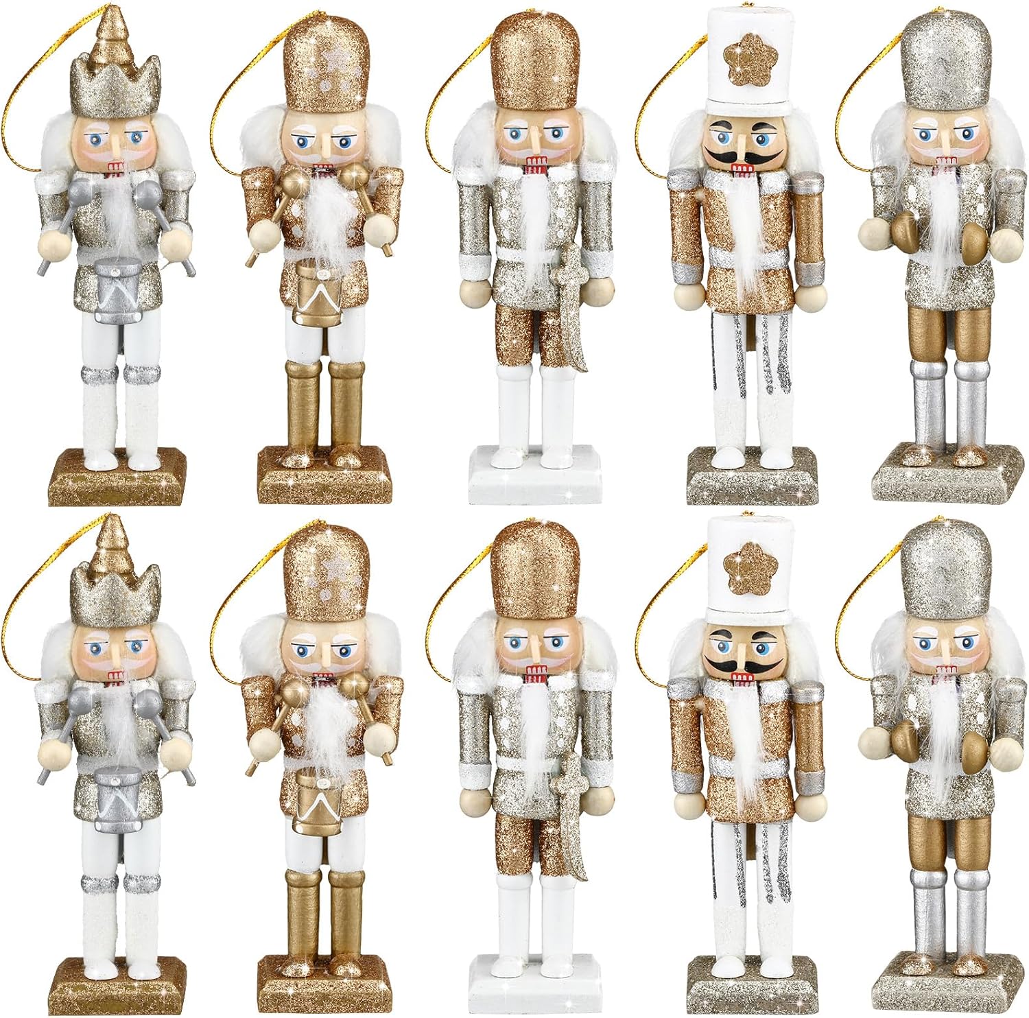 Nutcrackers - 10 Pcs Christmas Nutcracker Ornaments Wooden Nutcracker Hanging Decorations 5 Inch Tall Nutcracker Figures Nutcracker Christmas Decorations Nutcracker Soldiers for Figures Puppet Toy (Novel Style)