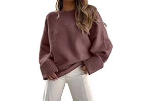 Prinbara Womens Oversized Sweater Crewneck Long Sleeve Fuzzy Knit Chunky Warm Pullover Sweaters Top 2024 Fall Trendy Outfits