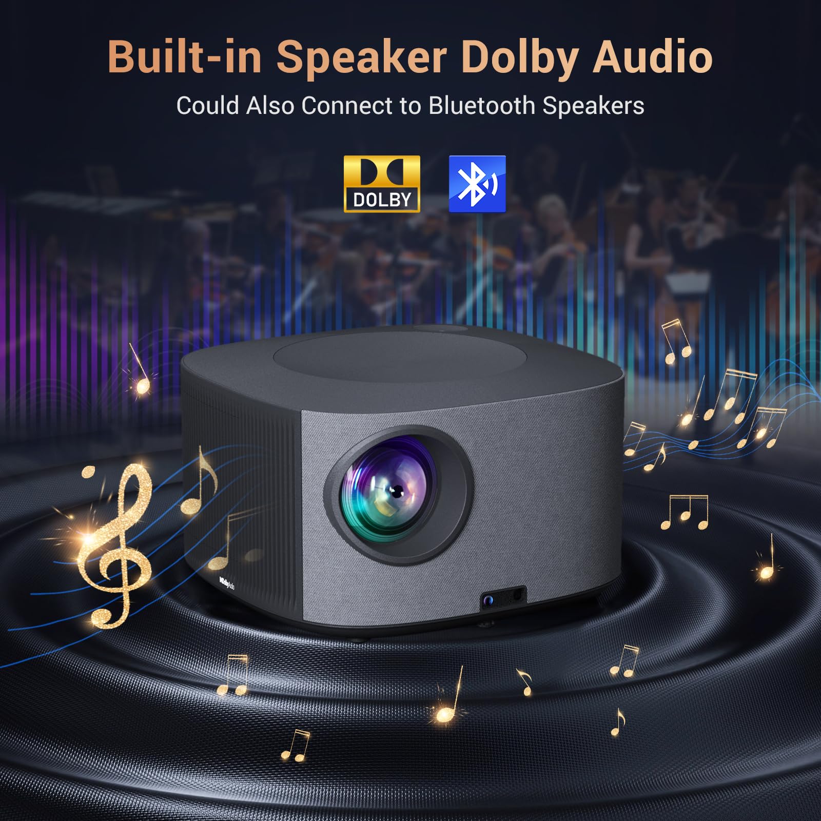 HAPPRUN 4K Projector, [Auto Focus/Keystone] Android TV Projector with WiFi and Bluetooth, Netflix/YouTube/Prime Video Officially-Licensed, Native 1080P 800ANSI Movie Projector Home Theater
