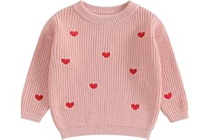 MOLZULAMS Baby Girl Valentines Day Outfit Love Heart Sweet Long Sleeve Sweater Tshirt Crewneck Tops Fall Winter Clothes