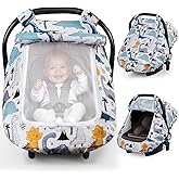 Elstey Car Seat Cover Baby, Minky Dot Carseat Covers Baby Girls, Lightweight Infant Car Seat Cover Canopy with 2 Layers Breathable Mesh Windows, Stroller Carrier for Babies Newborn Essentials