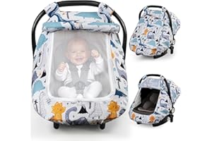 Elstey Car Seat Cover Baby, Minky Dot Carseat Covers Baby Girls, Lightweight Infant Car Seat Cover Canopy with 2 Layers Breathable Mesh Windows, Stroller Carrier for Babies Newborn Essentials